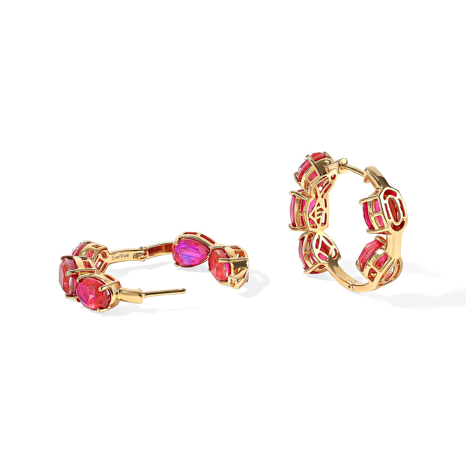 EverTrue Volcanic Triplet Quartz 15.85 ctw Hoop Earrings in 18K YG Plated