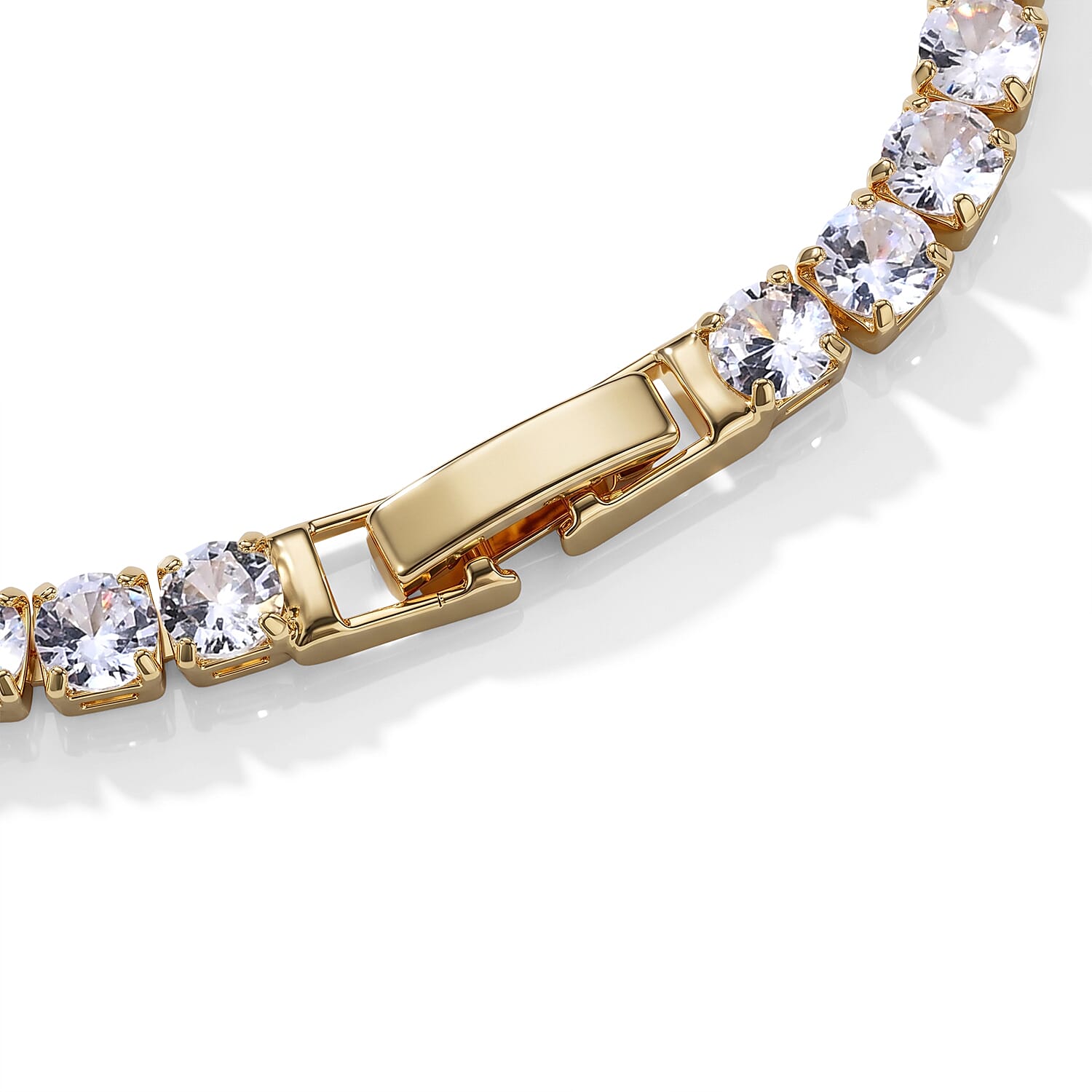 Simulated Diamond Line of Faith Virgin Mary Bracelet in Tritone (7.00 In)