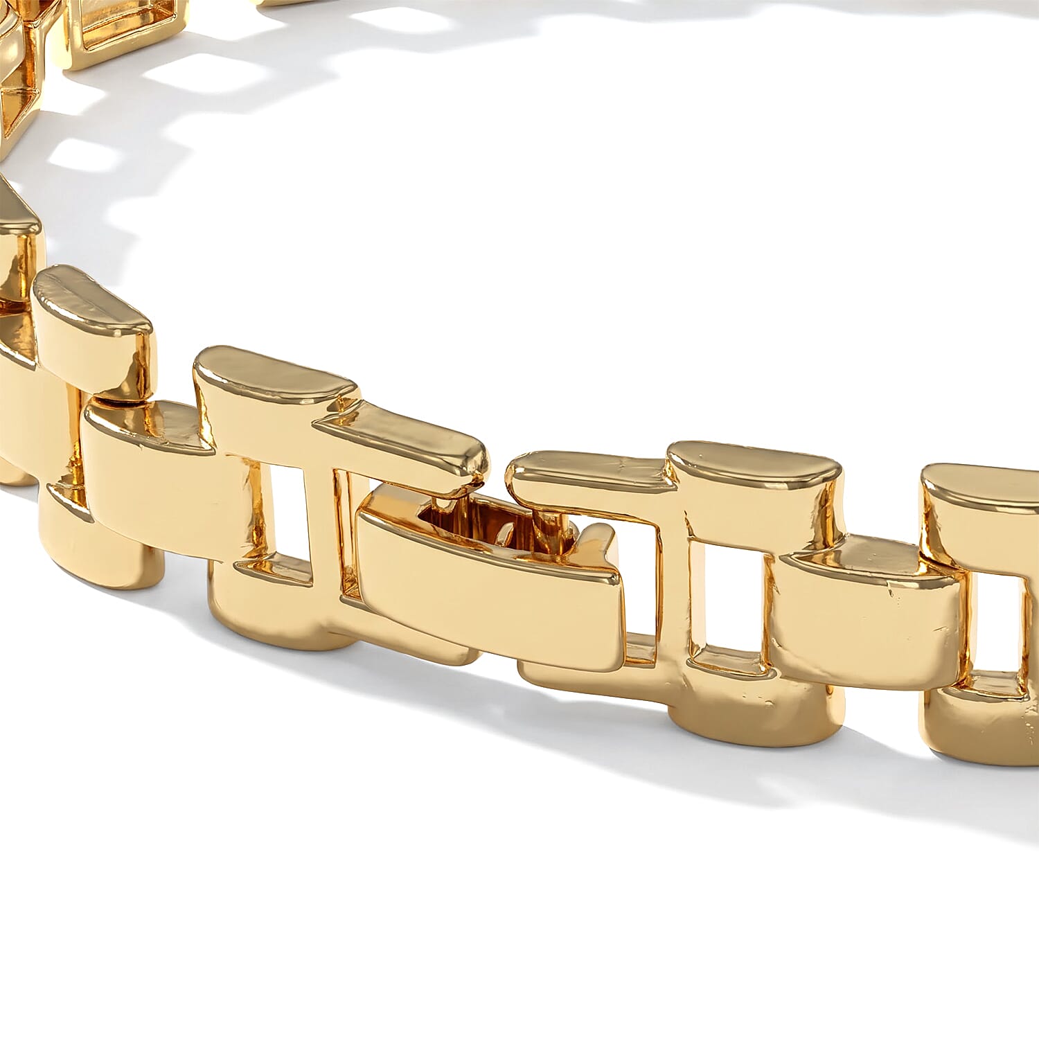 Simulated Diamond Santa Muerte Bracelet in Goldtone (8.50 In)