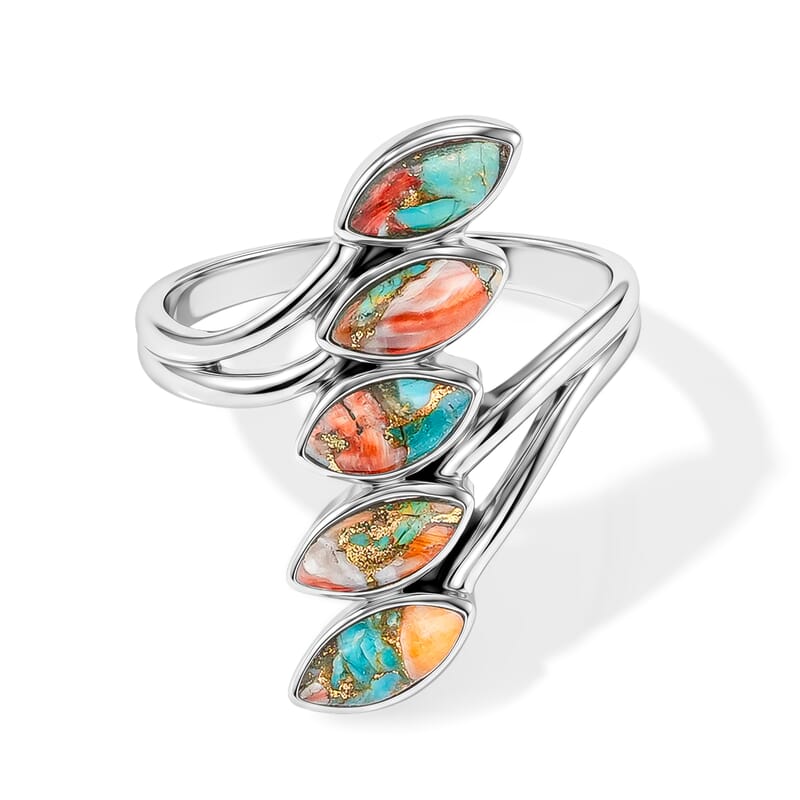 Santa Fe Style Spiny Turquoise 3.70 ctw Ring in Sterling Silver (Size 8.0)