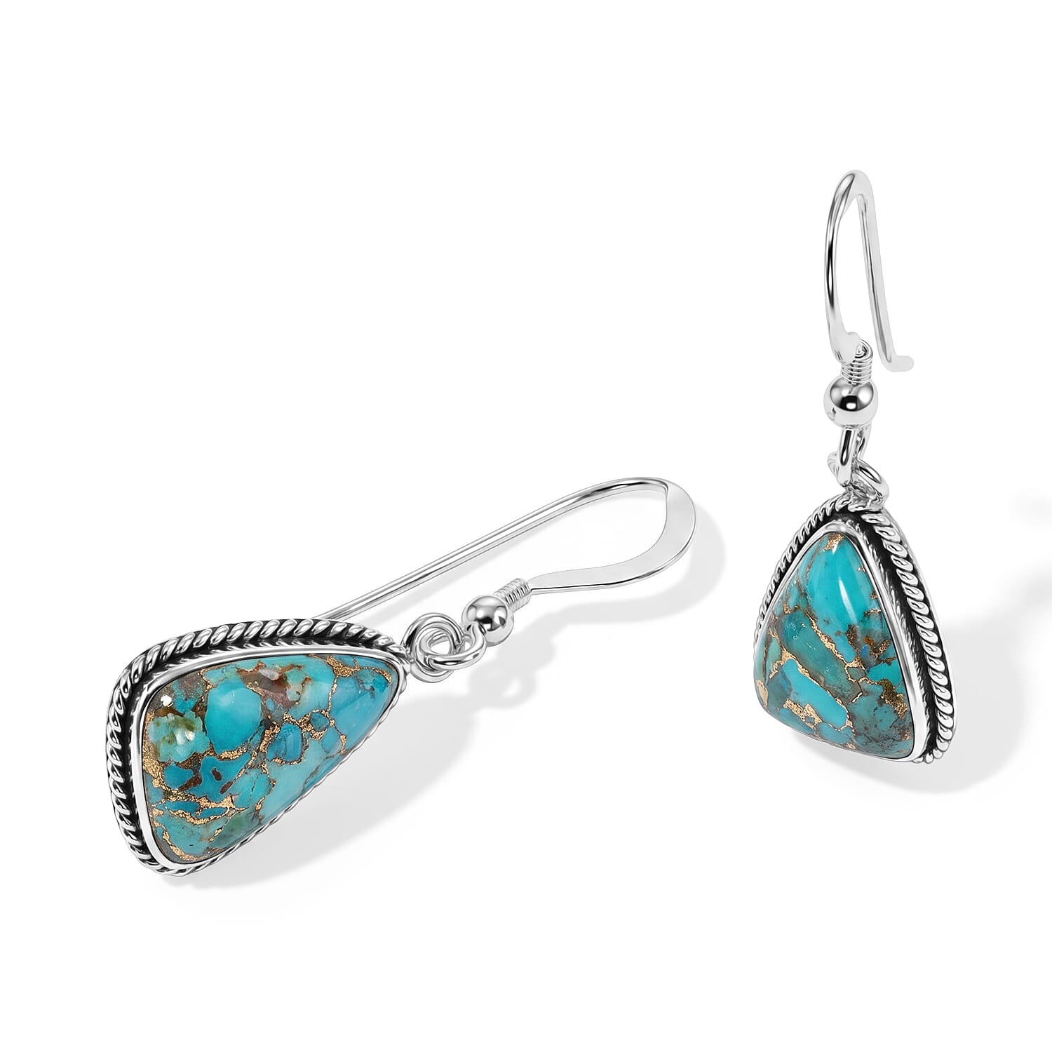 Mojave Blue Turquoise 0.60 ctw Dangling Earrings in Sterling Silver