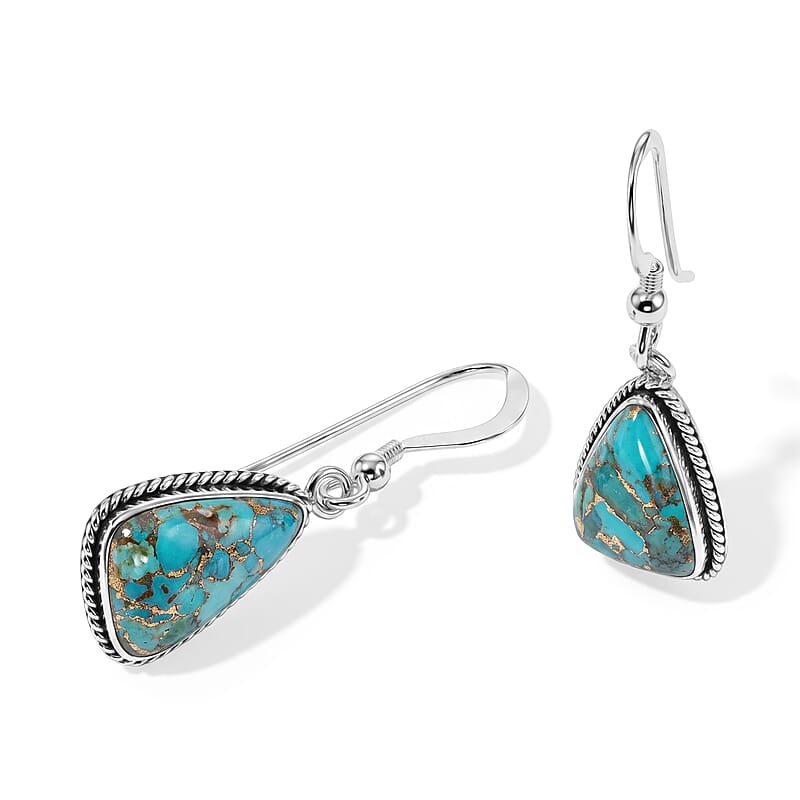 Mojave Blue Turquoise 0.60 ctw Dangling Earrings in Sterling Silver