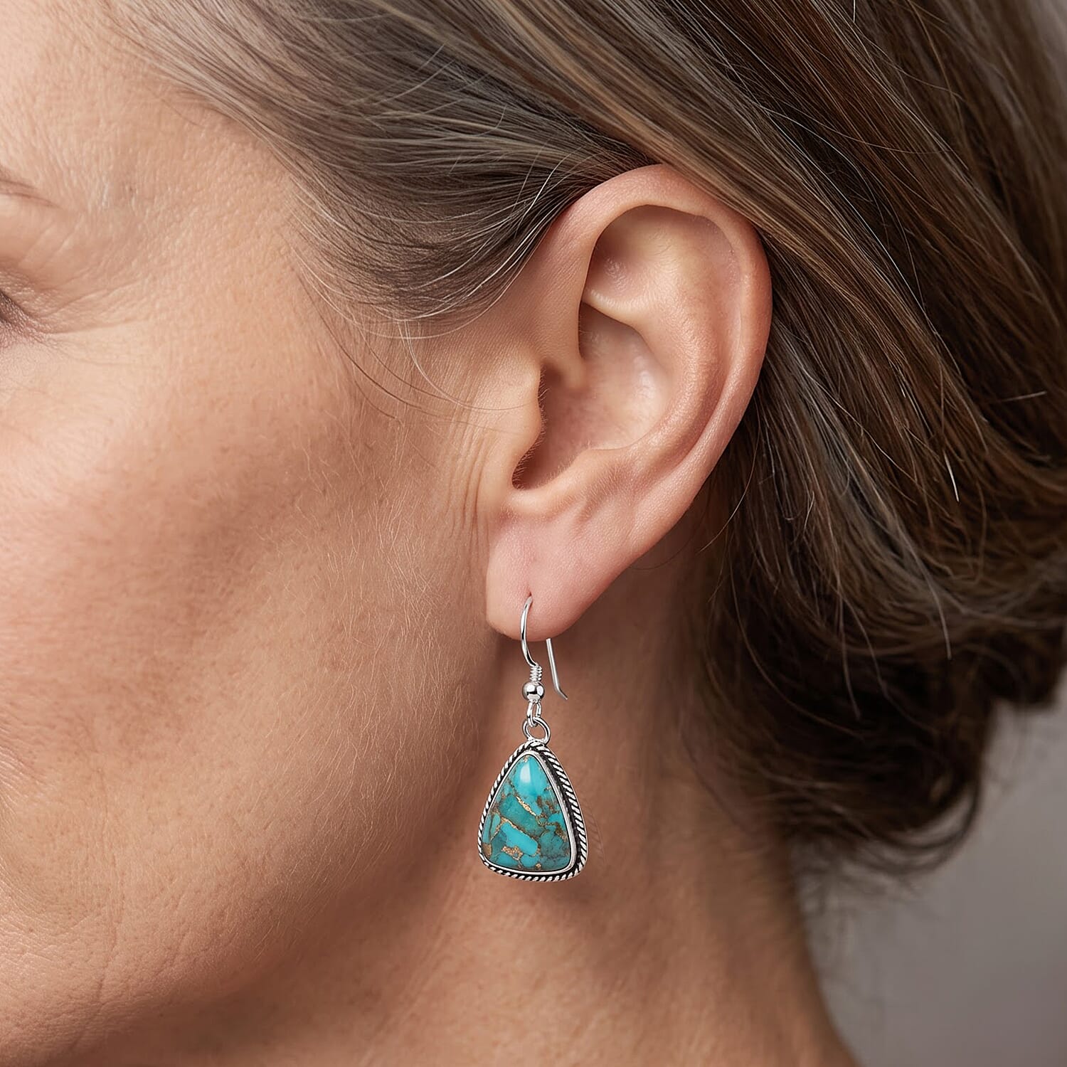 Mojave Blue Turquoise 0.60 ctw Dangling Earrings in Sterling Silver