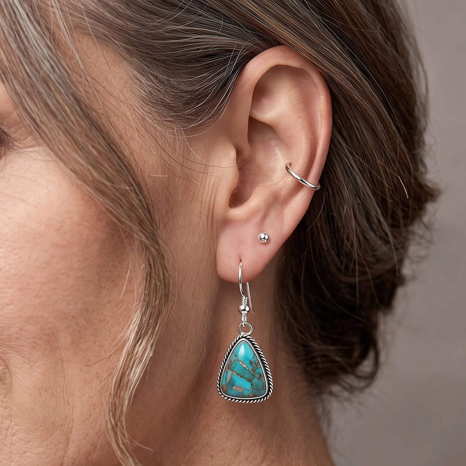 Mojave Blue Turquoise 0.60 ctw Dangling Earrings in Sterling Silver