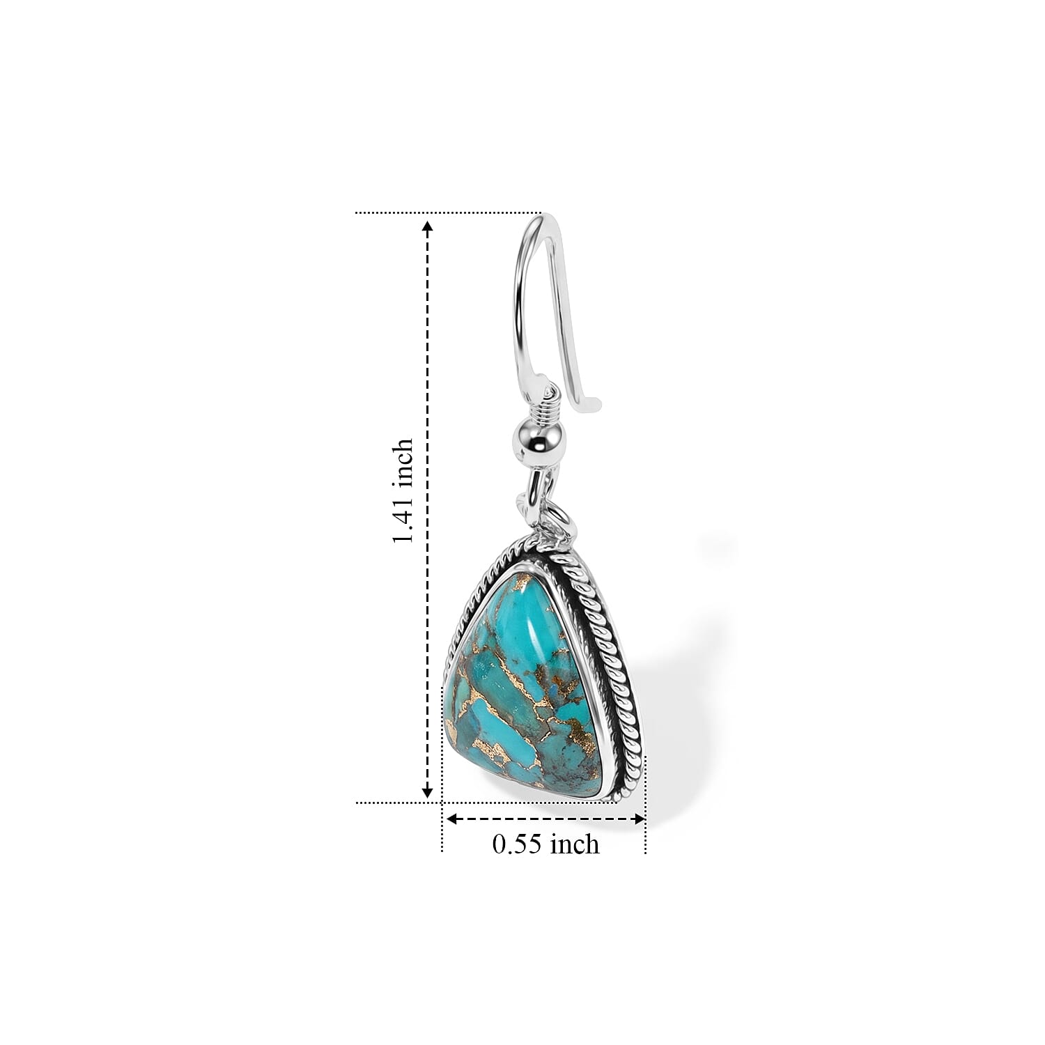 Mojave Blue Turquoise 0.60 ctw Dangling Earrings in Sterling Silver