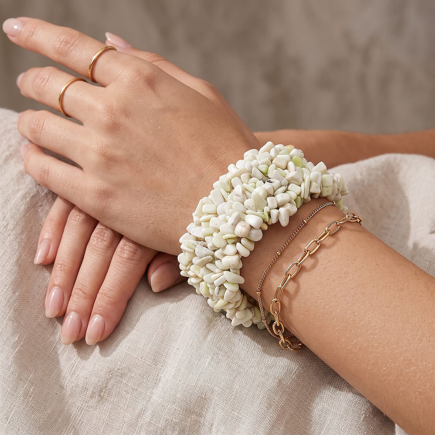 Jade 442.95 ctw Chips Stretch Bracelet (6.0-8.0In)