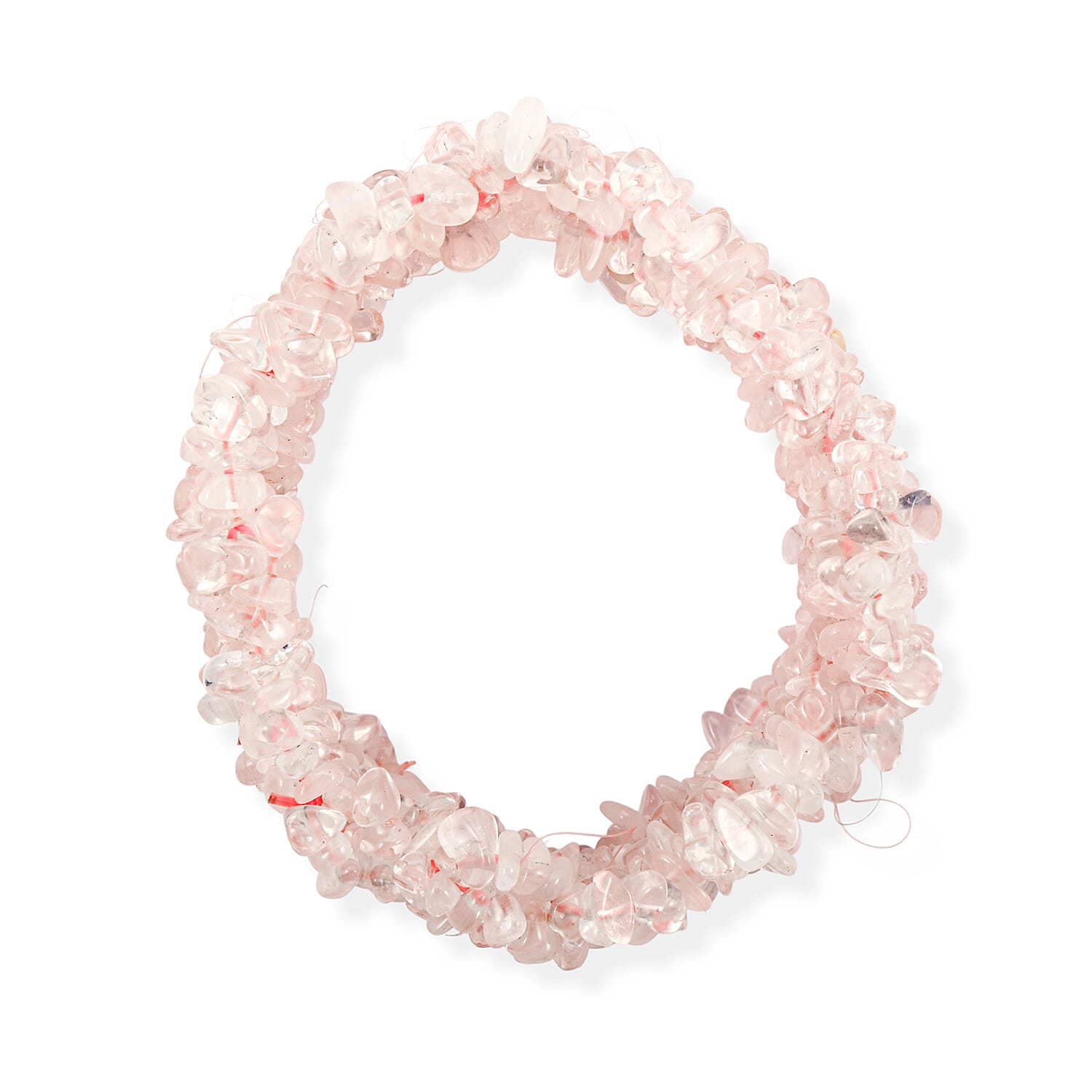 Rose Quartz 287.60 ctw Chips Stretch Bracelet (6.0-8.0In)