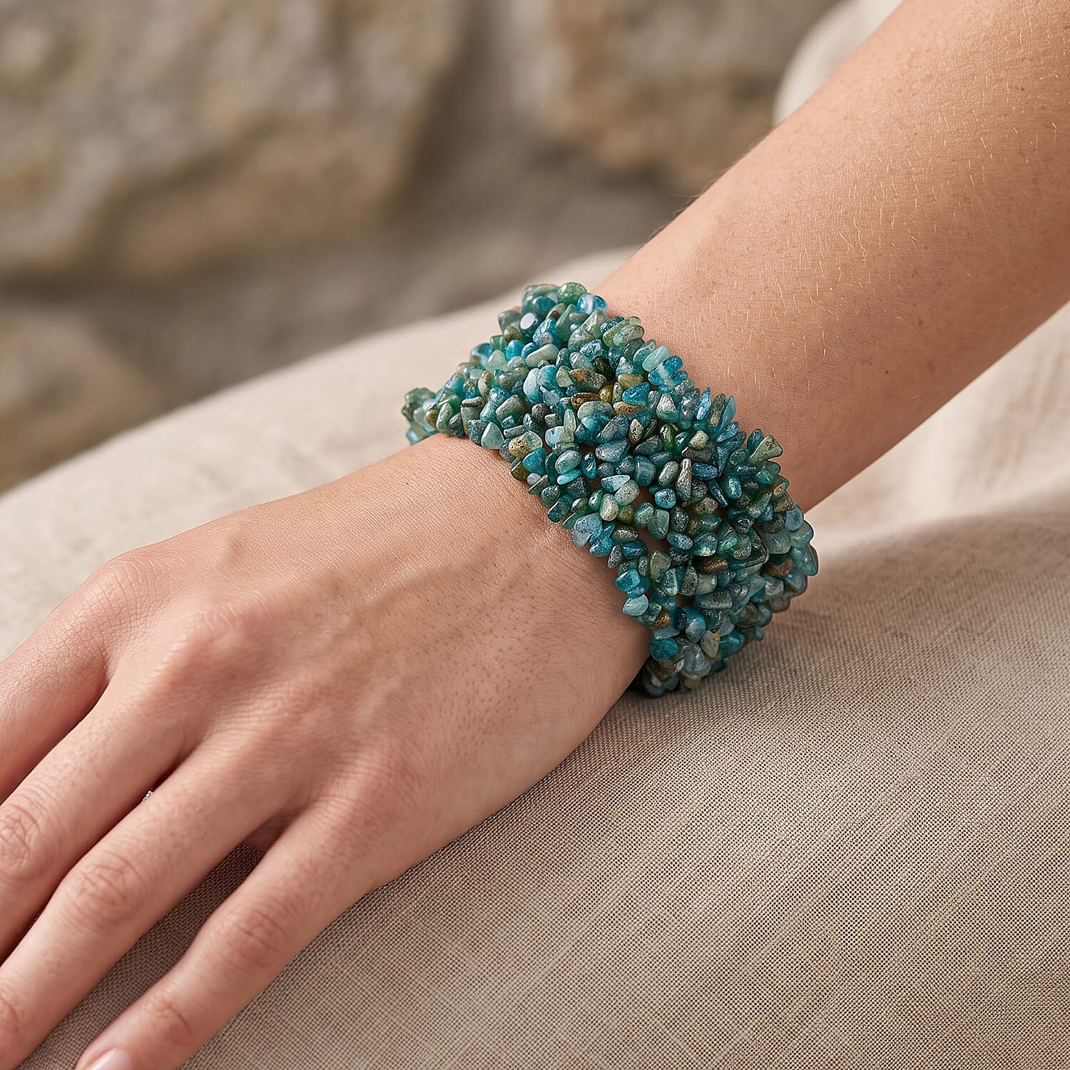 Apatite 340.05 ctw Chips Stretch Bracelet (6.0-8.0In)