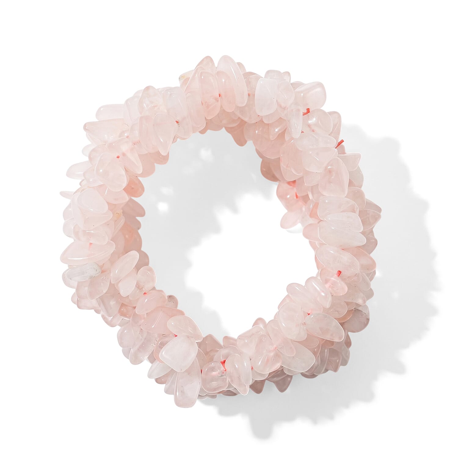 Rose Quartz 537.30 ctw Chips Stretch Bracelet (6.0-8.0In)