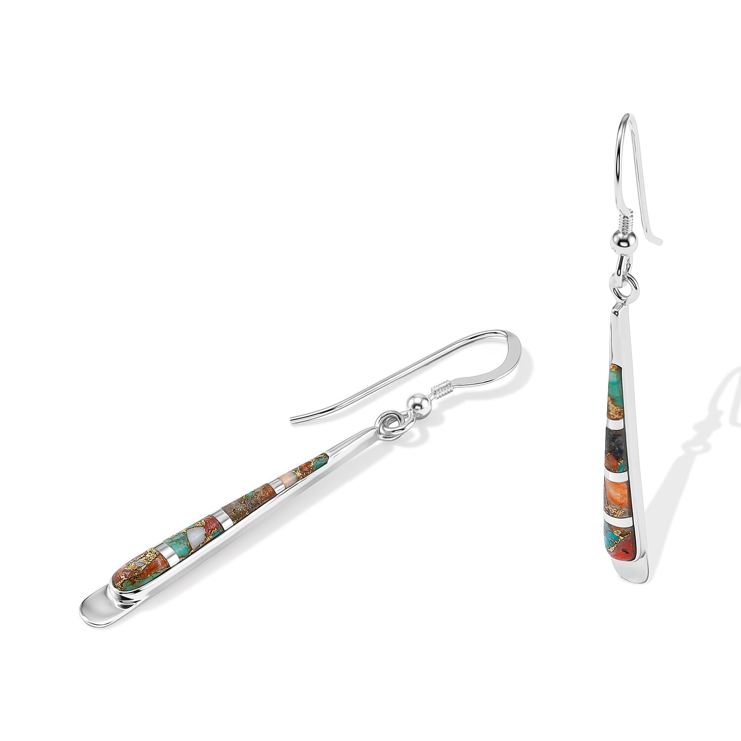Santa Fe Style Spiny Turquoise 1.55 ctw Earrings in Sterling Silver
