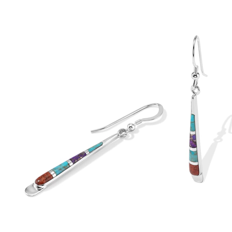 Santa Fe Style Multi Gemstone 0.25 ctw Earrings in Sterling Silver