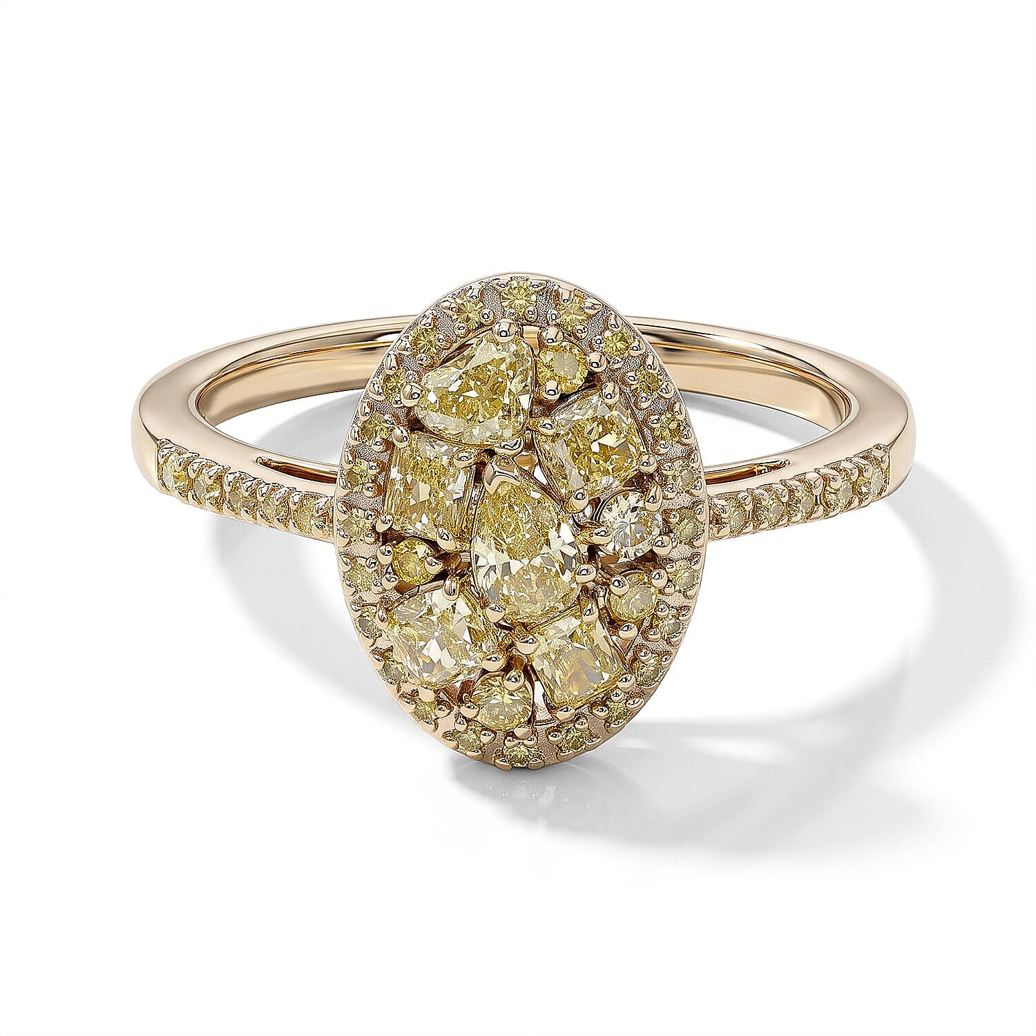 SGL Certified Luxoro Natural Yellow Diamond I1-I2 1.00 ctw Garden of Golden Brilliance Ring in 10K Yellow Gold (Size 5.0)