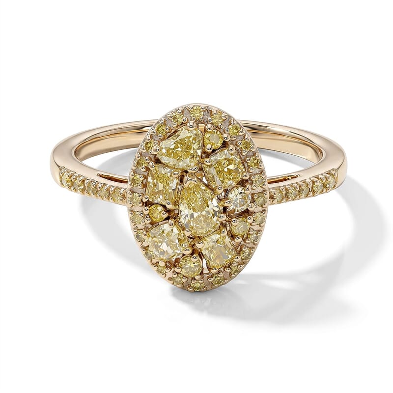 SGL Certified Luxoro Natural Yellow Diamond I1-I2 1.00 ctw Garden of Golden Brilliance Ring in 10K Yellow Gold (Size 5.0)