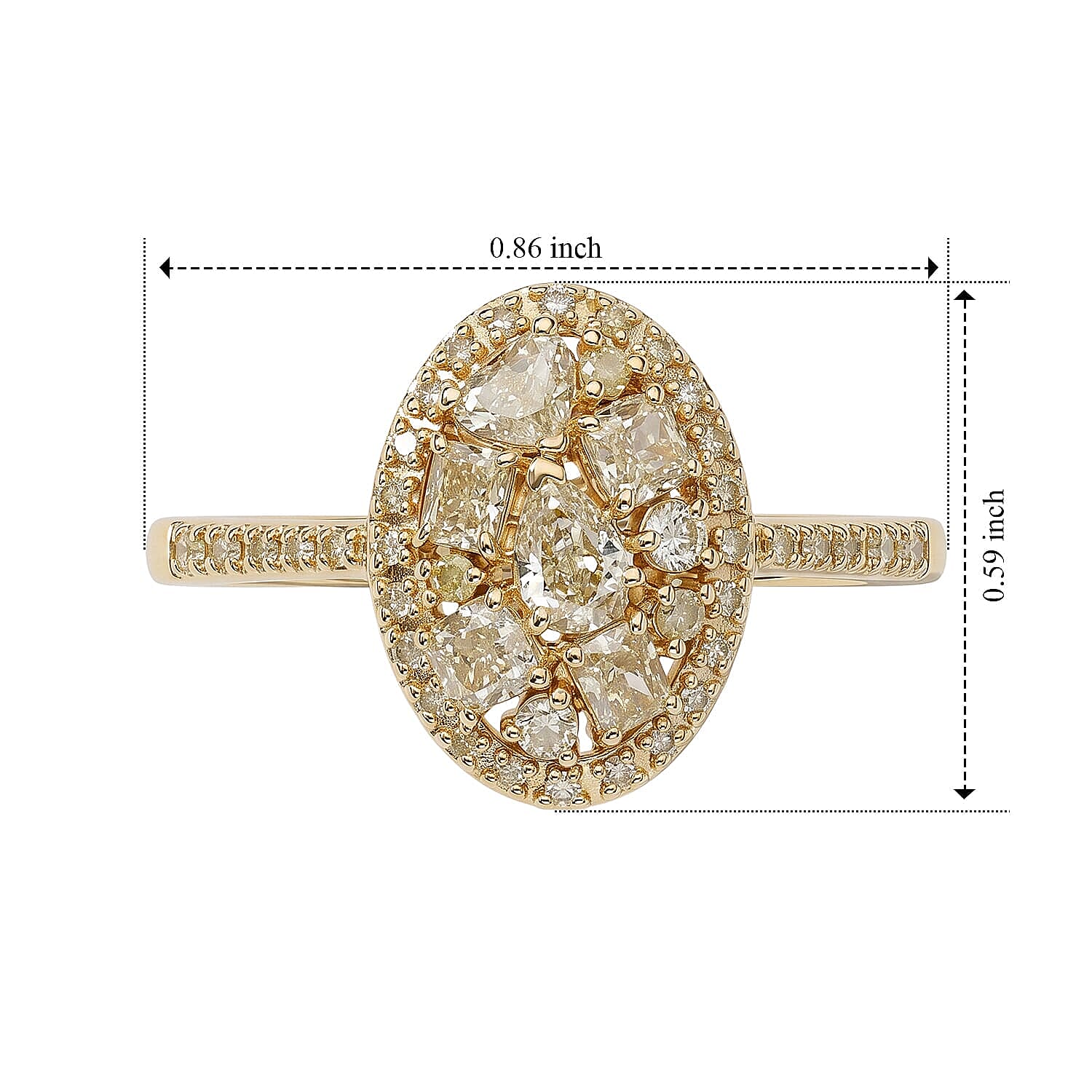 SGL Certified Luxoro Natural Yellow Diamond I1-I2 1.00 ctw Garden of Golden Brilliance Ring in 10K Yellow Gold (Size 5.0)