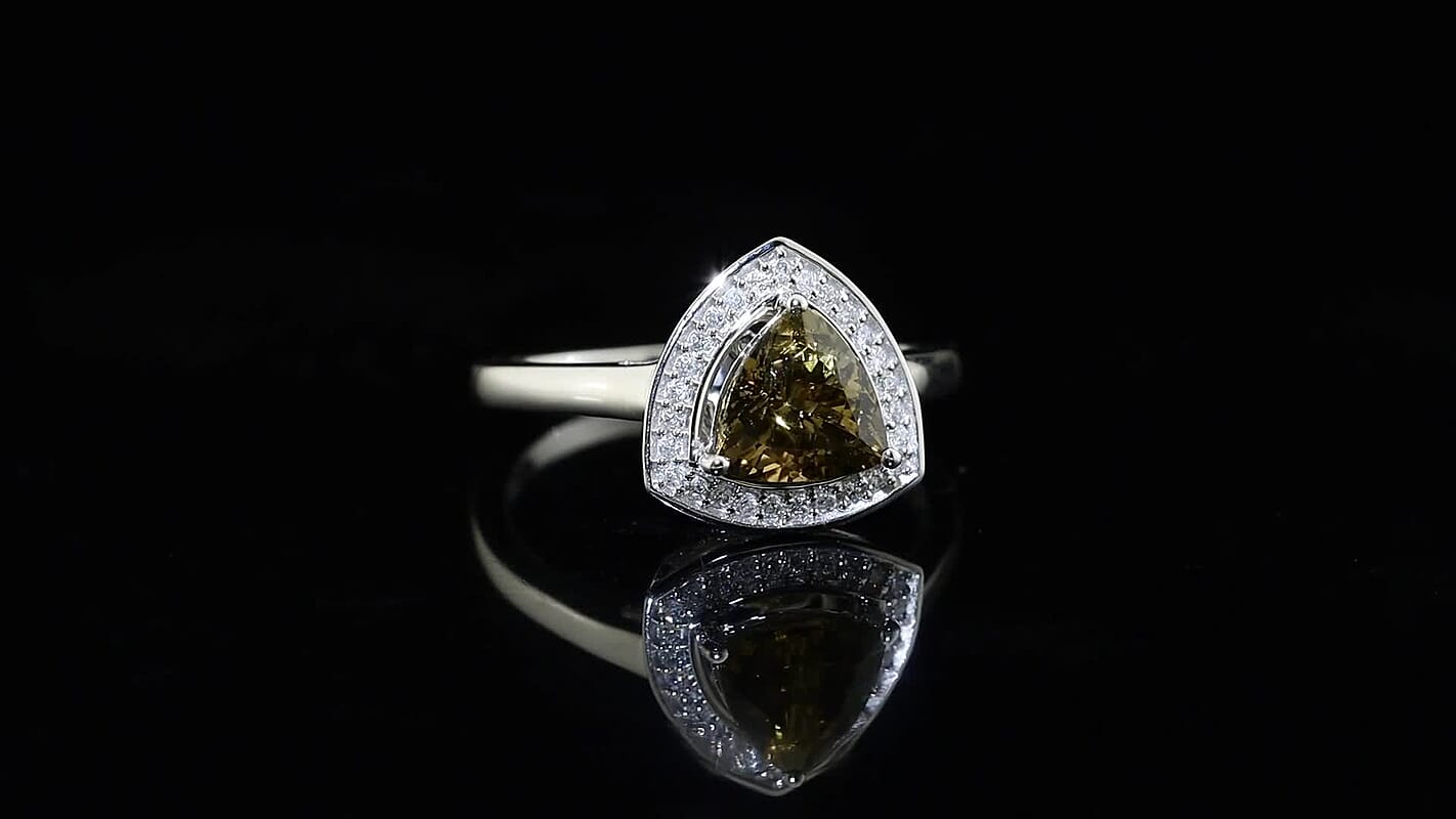 Luxoro 10K White Gold Premium Golden Tanzanite, Diamond (I2) Ring (Size 10.0) 1.80 ctw