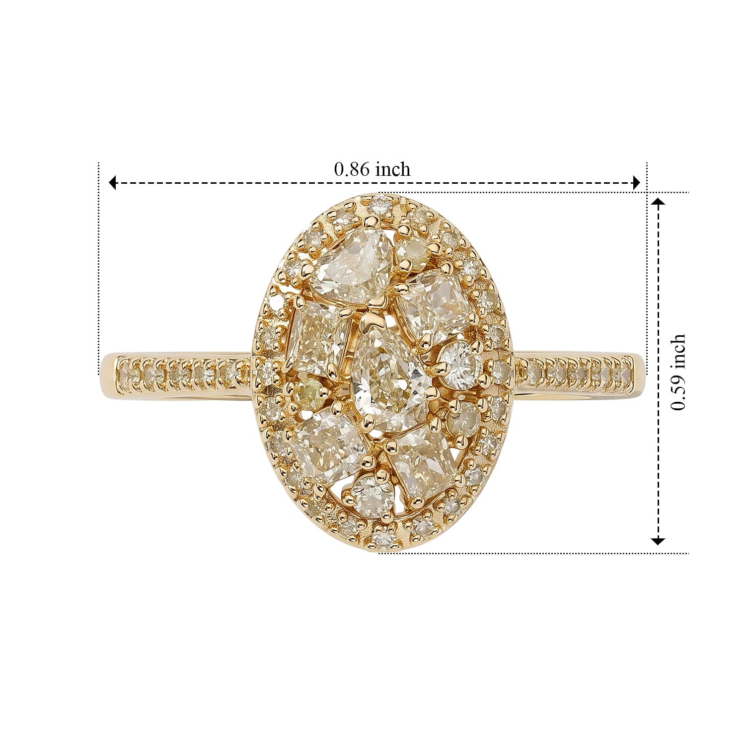SGL Certified Luxoro Natural Yellow Diamond I1-I2 1.00 ctw Ring in 10K Yellow Gold (Size 6.0)