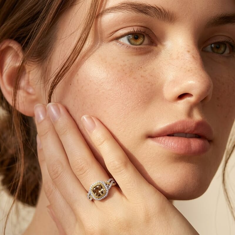 D'Joy Premium Golden Tanzanite and Multi Gemstone 1.50 ctw Ring in Rhodium Over Sterling Silver (Size 6.0)