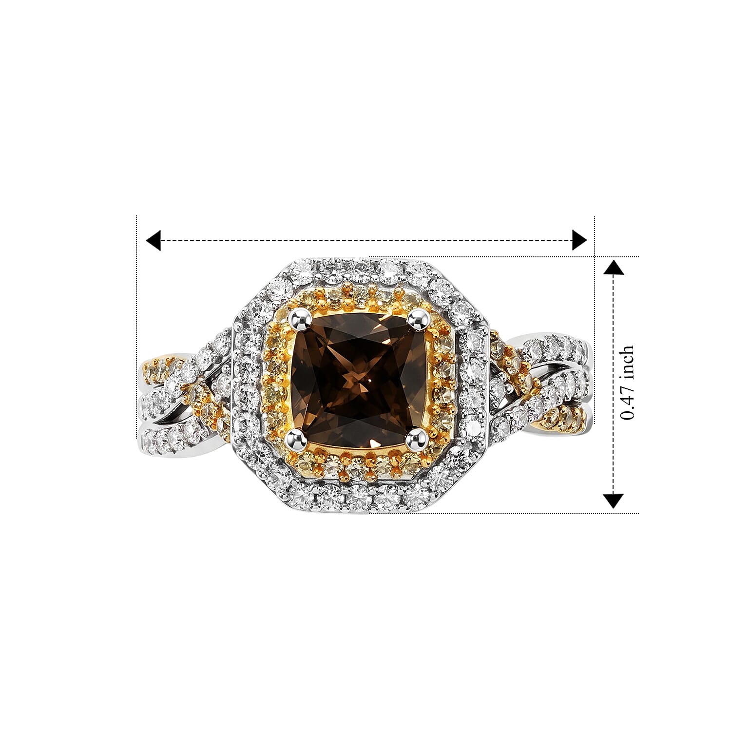 D'Joy Premium Golden Tanzanite and Multi Gemstone 1.50 ctw Ring in Rhodium Over Sterling Silver (Size 6.0)