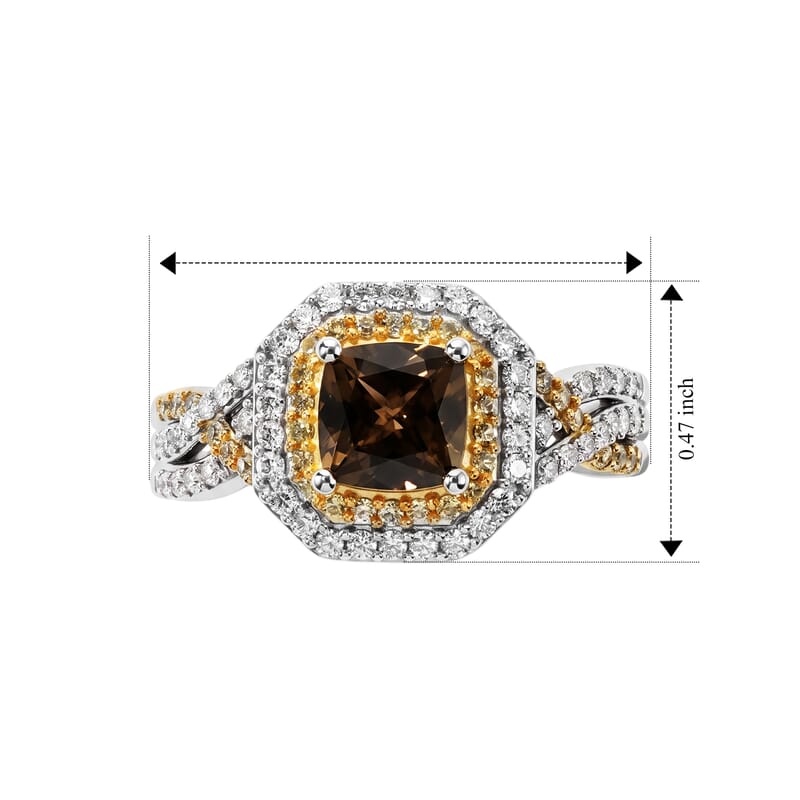 D'Joy Premium Golden Tanzanite and Multi Gemstone 1.50 ctw Ring in Rhodium Over Sterling Silver (Size 6.0)