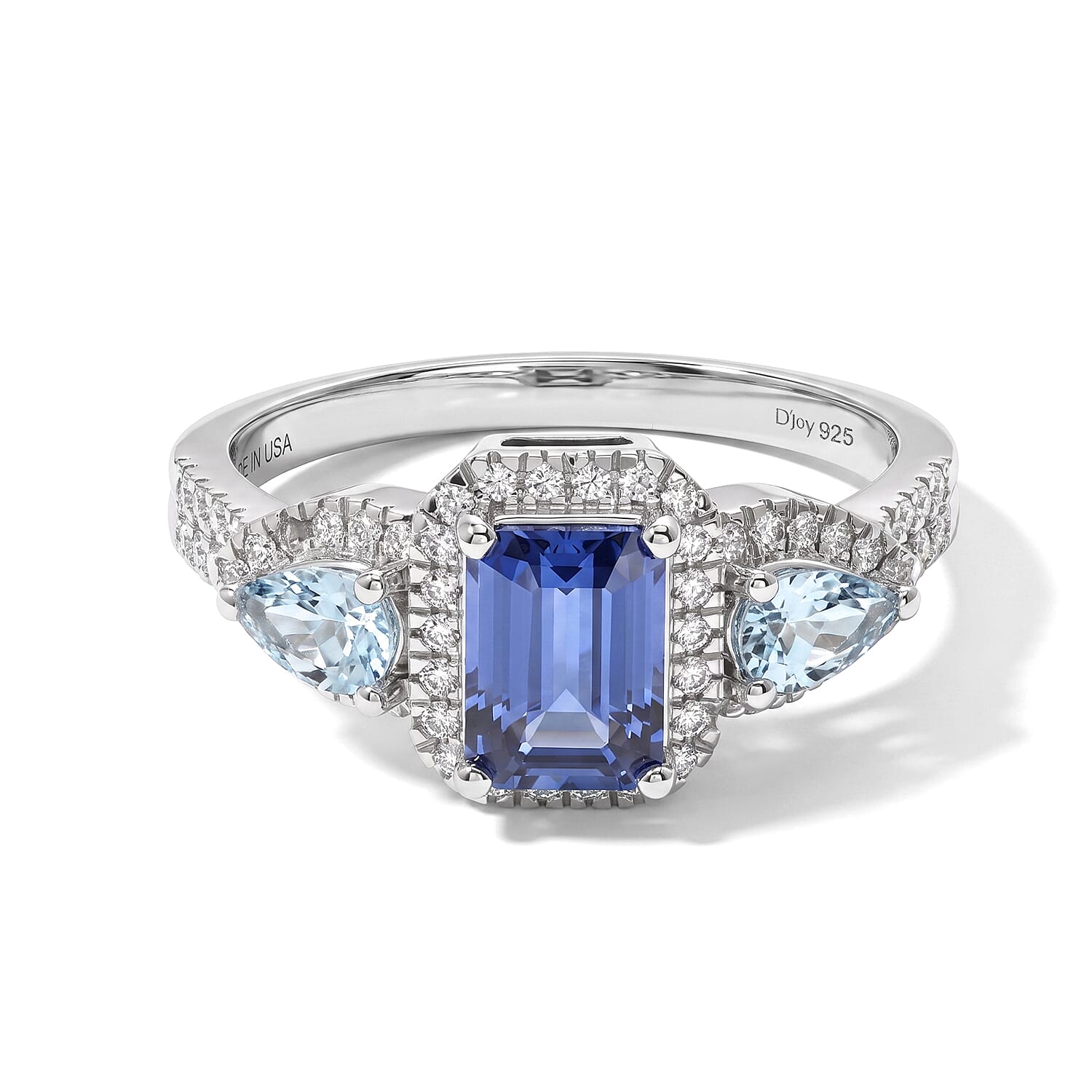 D'Joy Tanzanite and Multi Gemstone 1.70 ctw Ring in Rhodium Over Sterling Silver (Size 6.0)