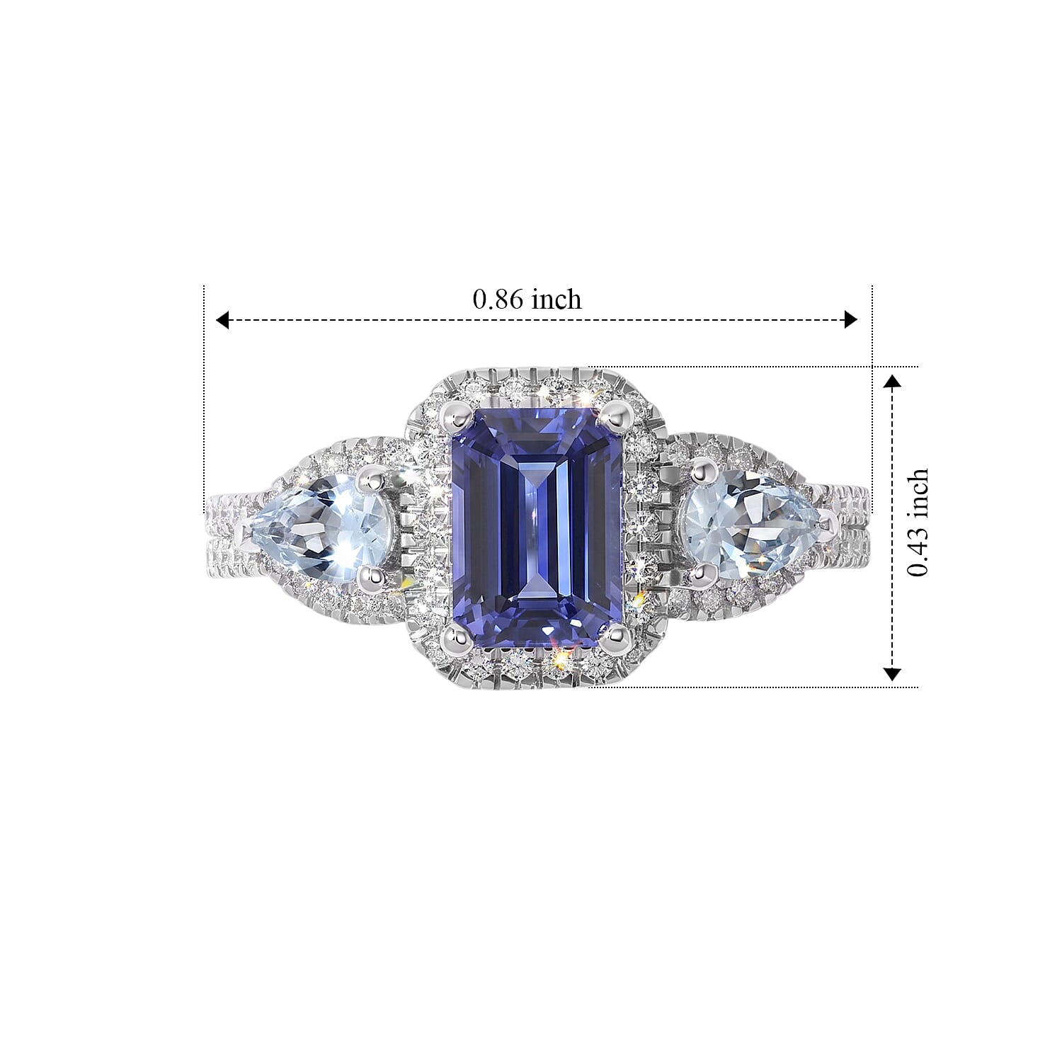 D'Joy Tanzanite and Multi Gemstone 1.70 ctw Ring in Rhodium Over Sterling Silver (Size 6.0)