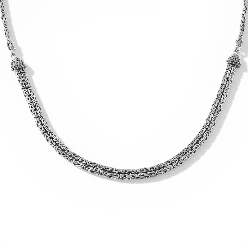 D'Joy Passport to Turkey 2 Row Byzantine Necklace in Sterling Silver 33.30 Grams 20 Inches