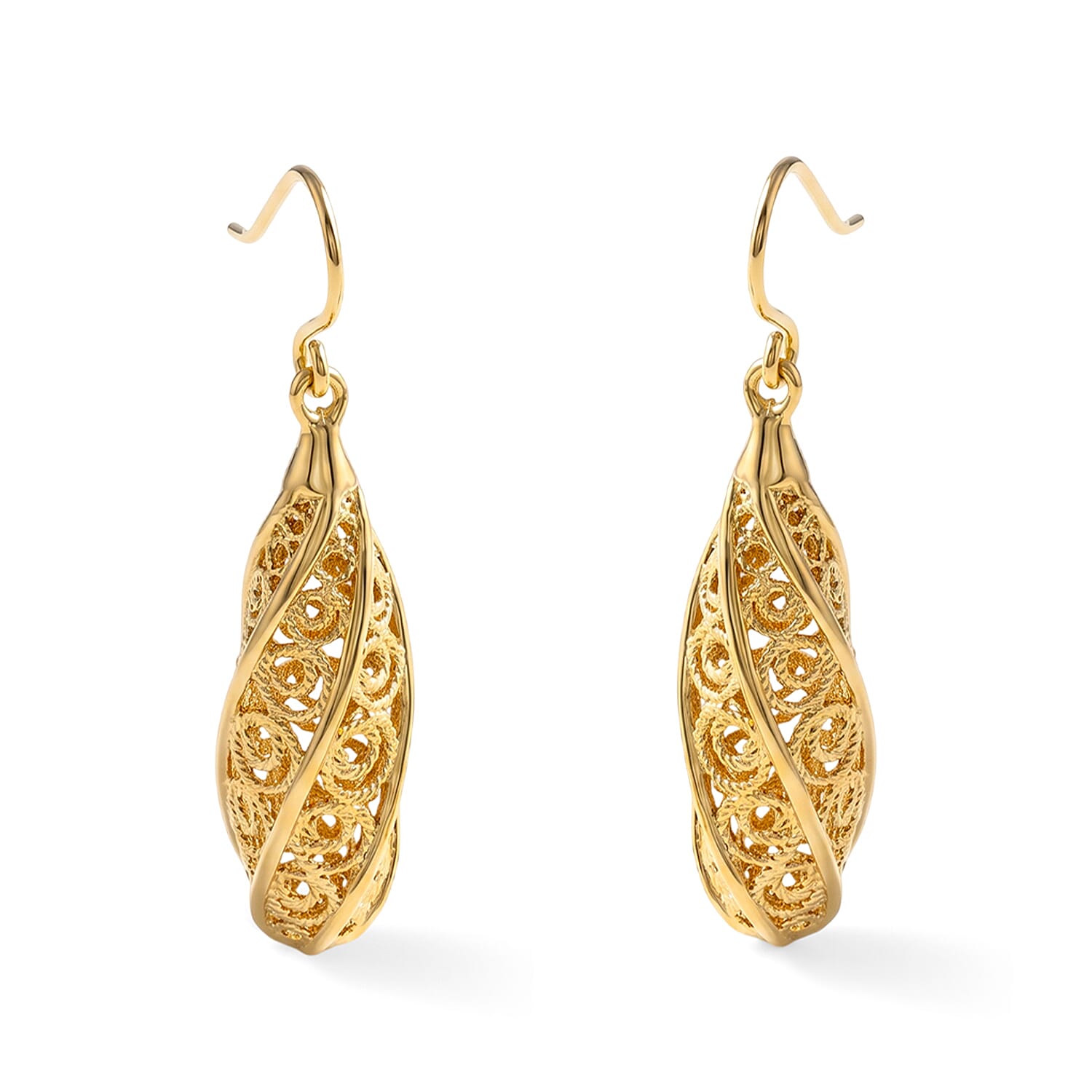 D'Joy Passport to Turkey Earrings in 22K Yellow Gold Over Sterling Silver 6.40 Grams