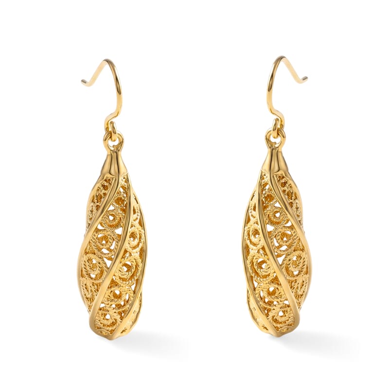 D'Joy Passport to Turkey Earrings in 22K Yellow Gold Over Sterling Silver 6.40 Grams