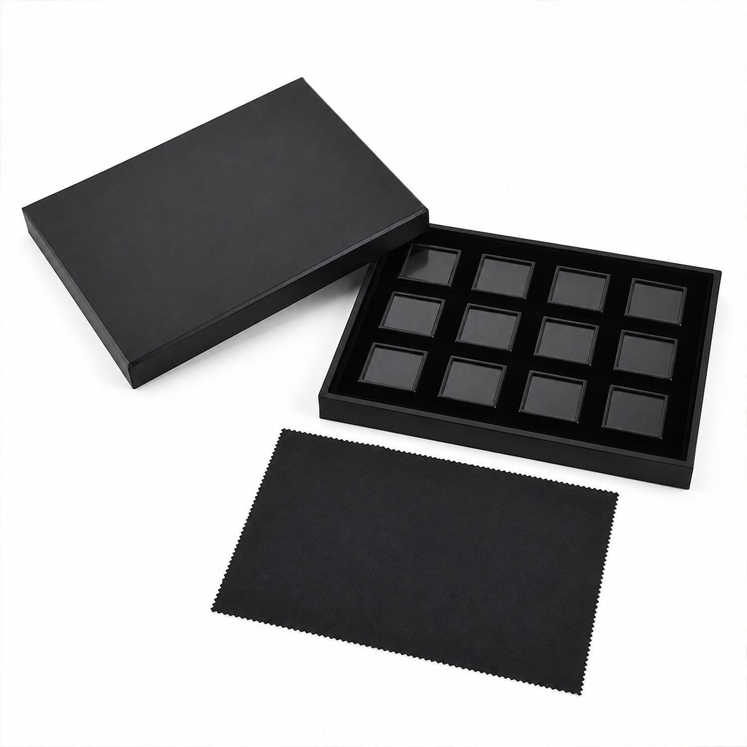 Livmore Black 12pcs Black Loose Gemstone Display Box