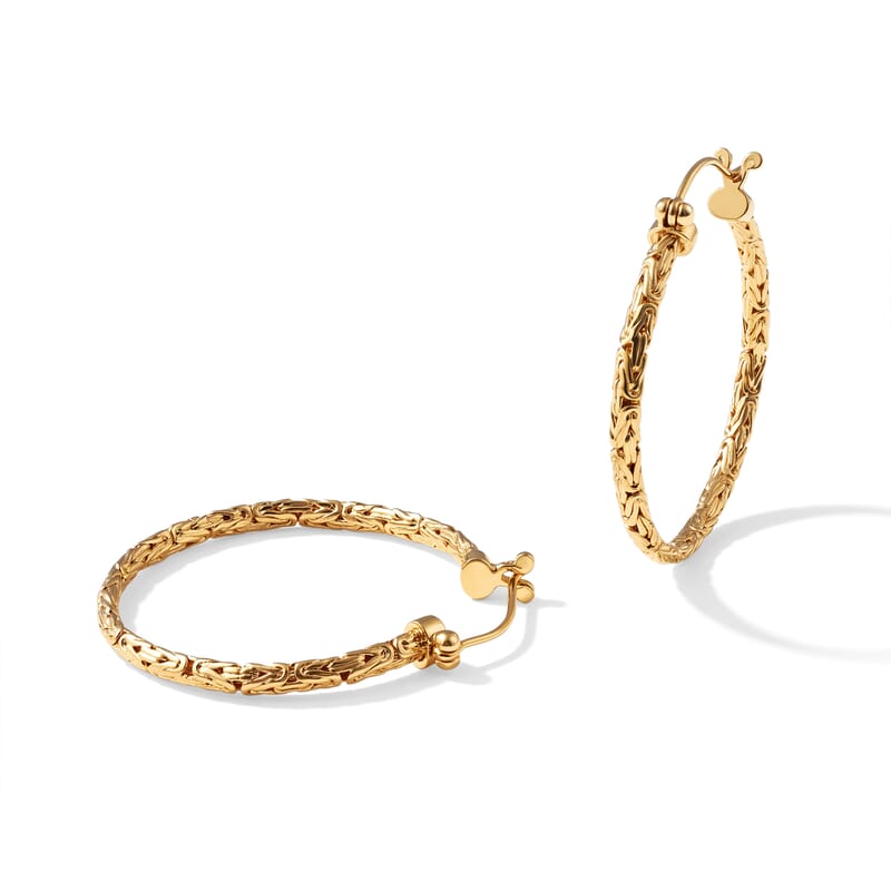 D'Joy Passport to Turkey 40mm Byzantine Earrings in 22K Yellow Gold Over Sterling Silver 10.75 Grams