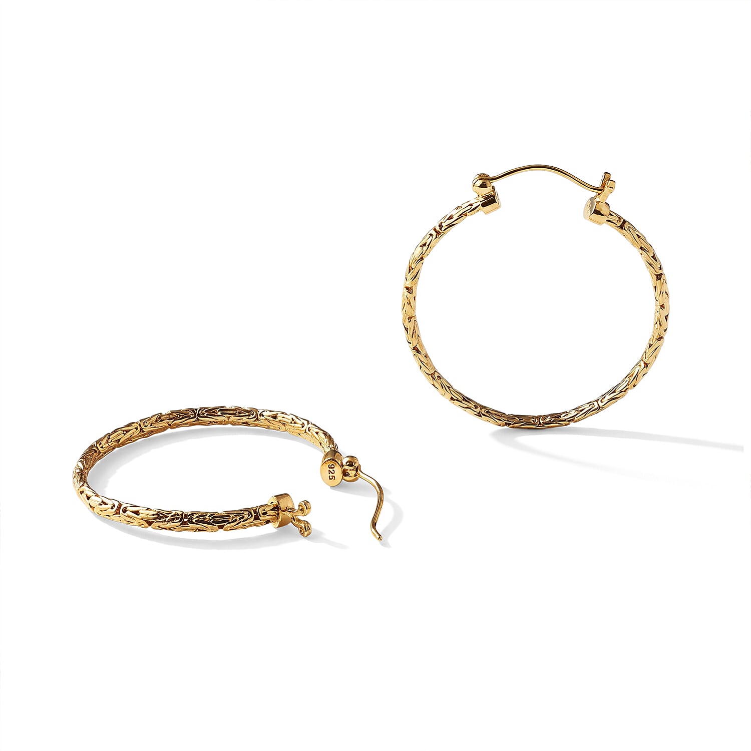 D'Joy Passport to Turkey 40mm Byzantine Earrings in 22K Yellow Gold Over Sterling Silver 10.75 Grams