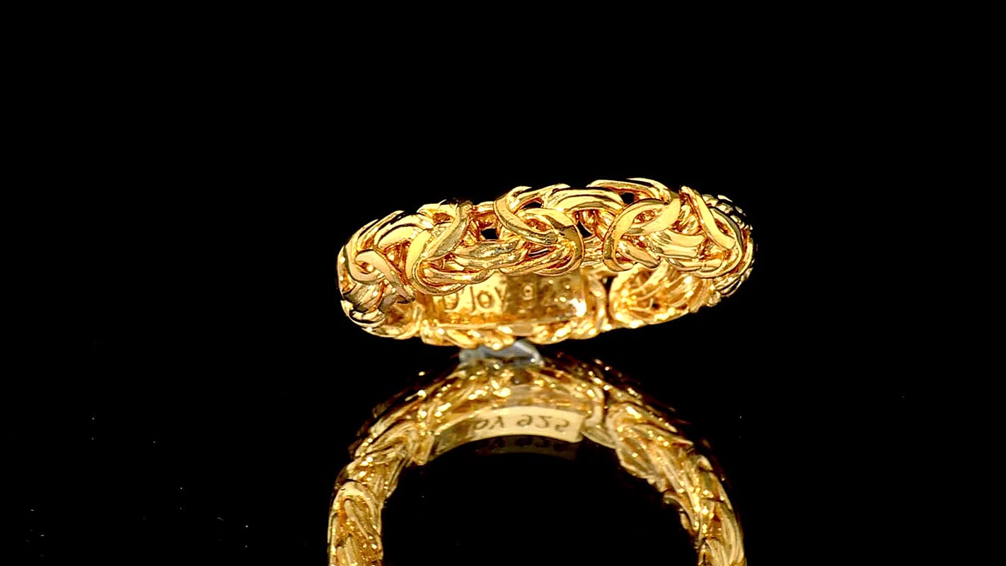D''Joy Passport to Turkey 22K YG Over Sterling Silver Byzantine Ring (Size 10.0) (4.60 g)
