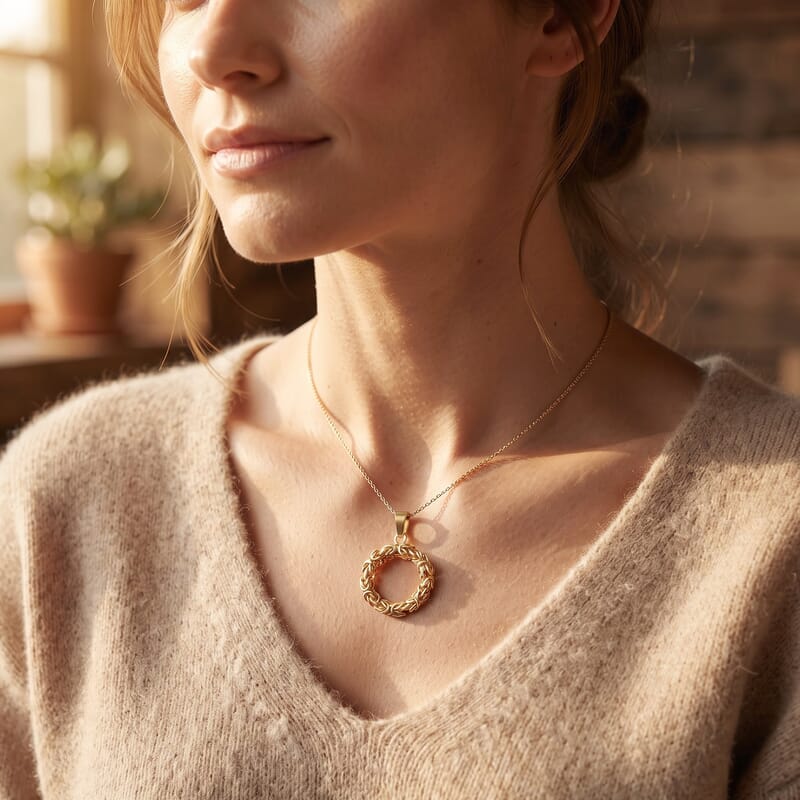 D'Joy Passport to Turkey Byzantine Pendant Without Chain in 22K Yellow Gold Over Sterling Silver 6.60 Grams