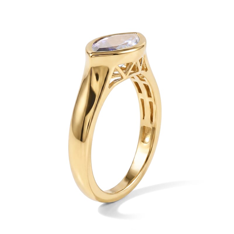 D'Joy Tanzanite 1.35 ctw Solitaire Ring in 18K Vermeil Yellow Gold Over Sterling Silver (Size 6.0)