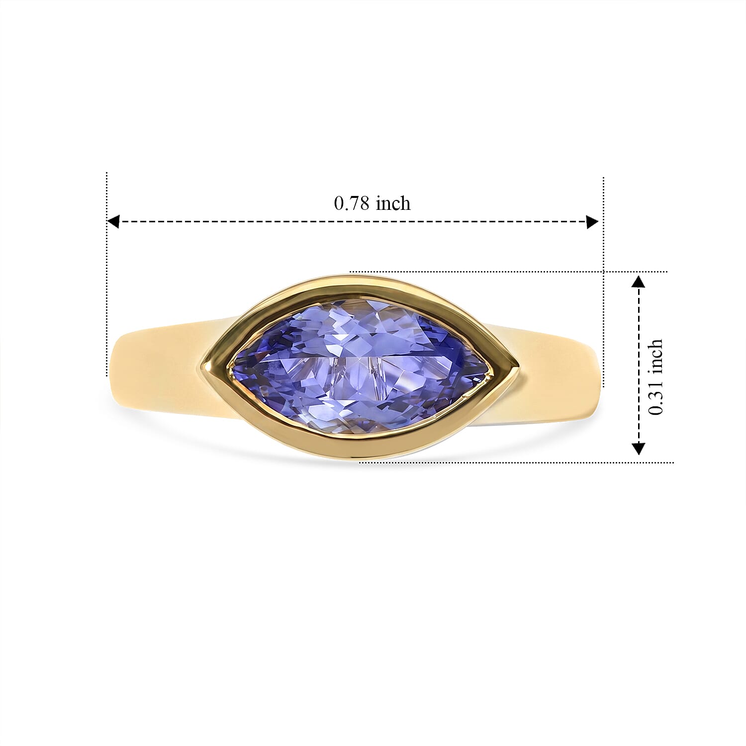 D'Joy Tanzanite 1.35 ctw Solitaire Ring in 18K Vermeil Yellow Gold Over Sterling Silver (Size 6.0)