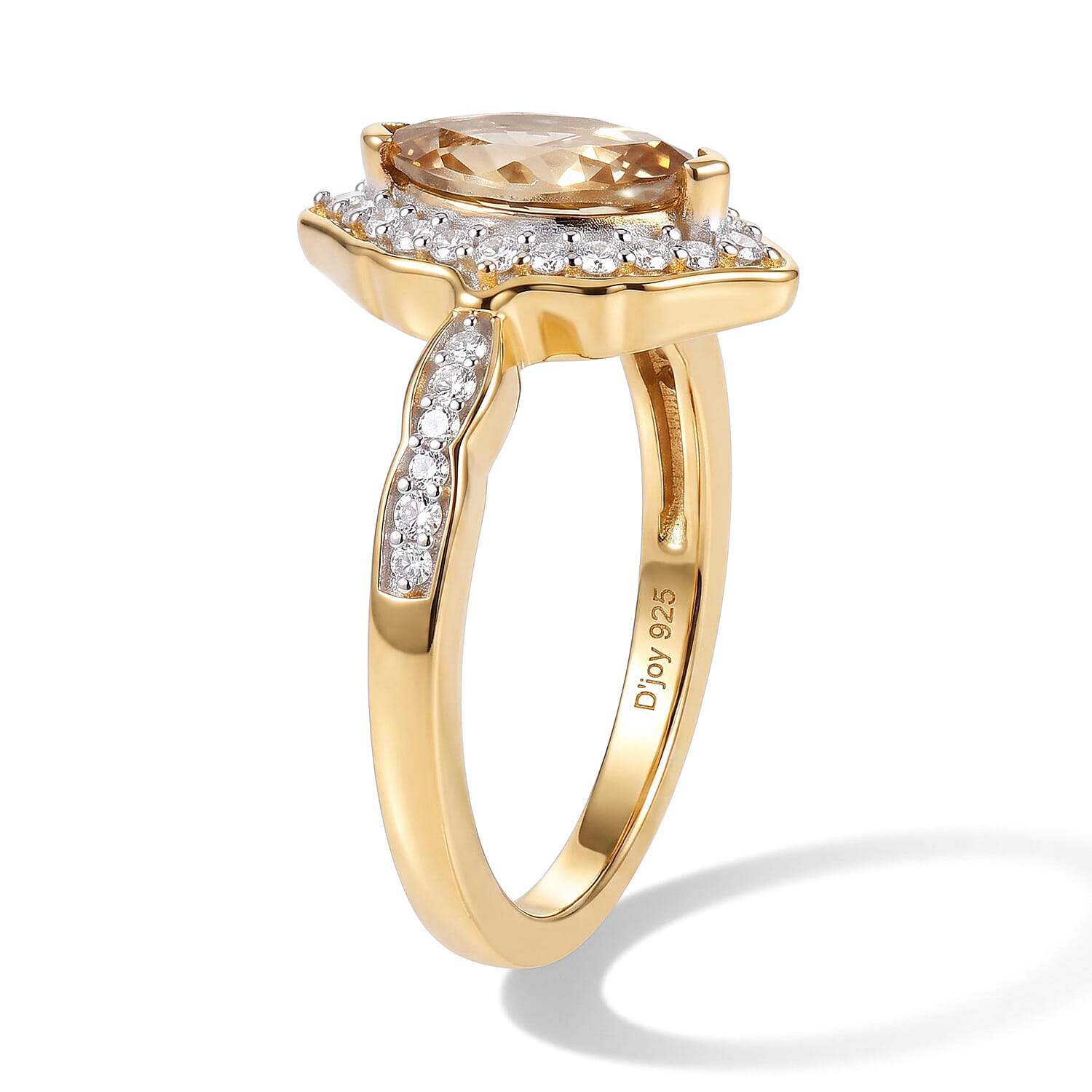 D'Joy Golden Tanzanite and Moissanite 1.00 ctw Regal Marquise Crown Ring in 18K Vermeil Yellow Gold Over Sterling Silver (Size 6.0)