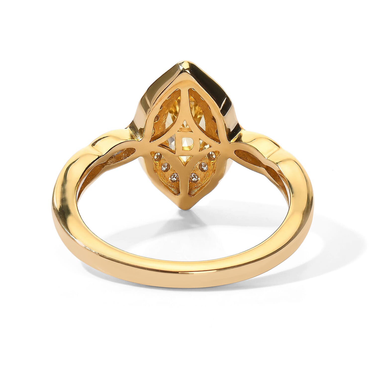 D'Joy Golden Tanzanite and Moissanite 1.00 ctw Regal Marquise Crown Ring in 18K Vermeil Yellow Gold Over Sterling Silver (Size 6.0)