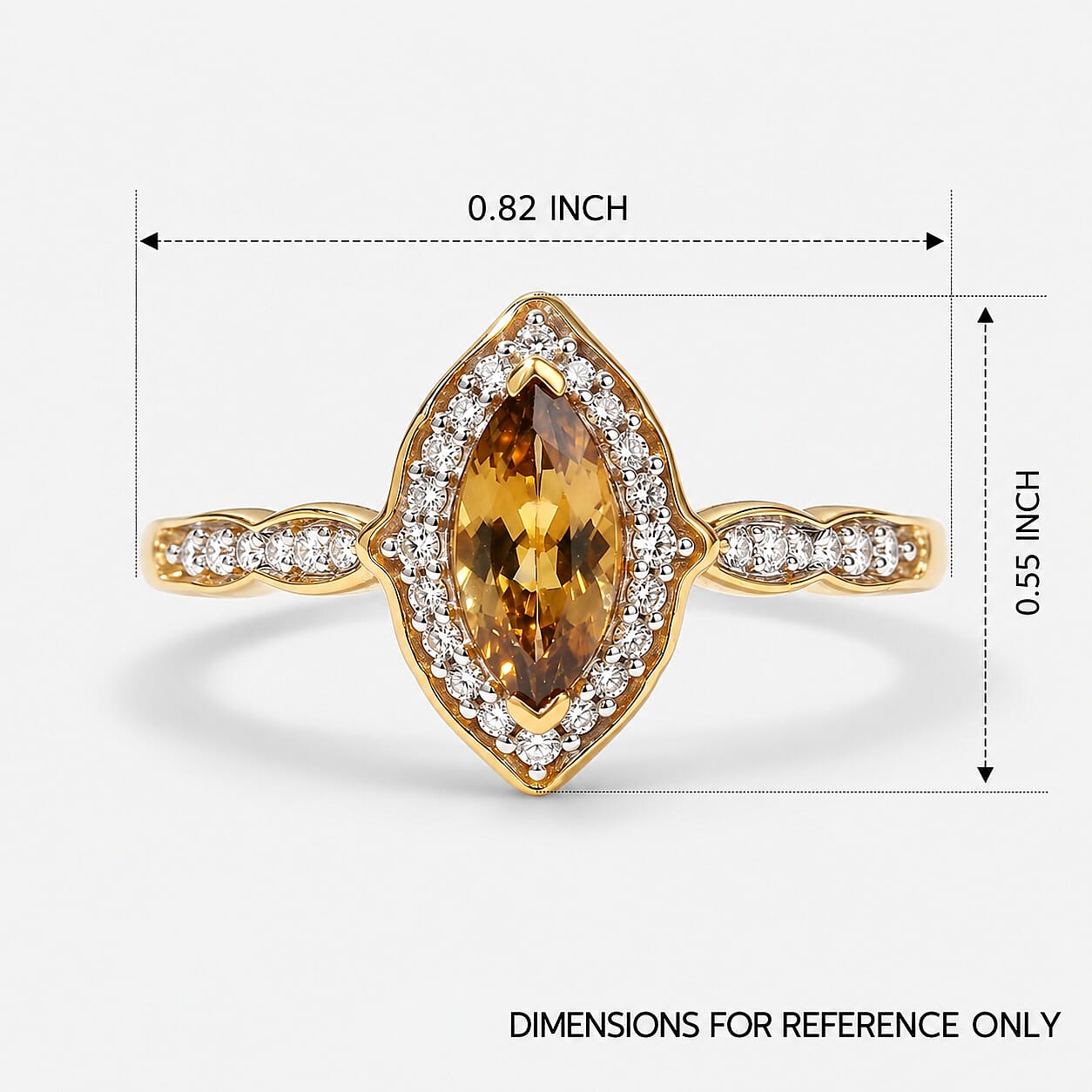 D'Joy Golden Tanzanite and Moissanite 1.00 ctw Regal Marquise Crown Ring in 18K Vermeil Yellow Gold Over Sterling Silver (Size 6.0)