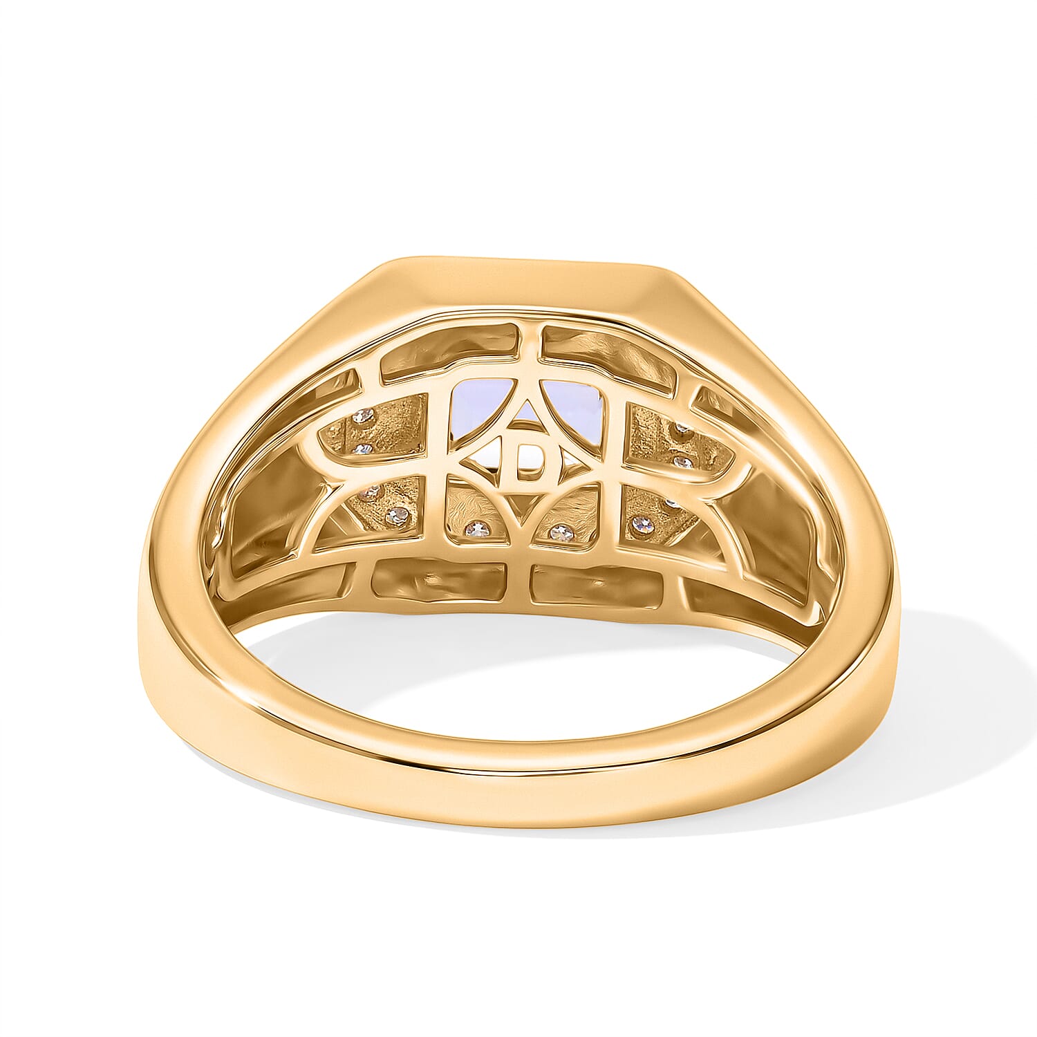 D'Joy Tanzanite and Moissanite 1.20 ctw Men's Ring in 18K Vermeil Yellow Gold Over Sterling Silver (Size 9.0)