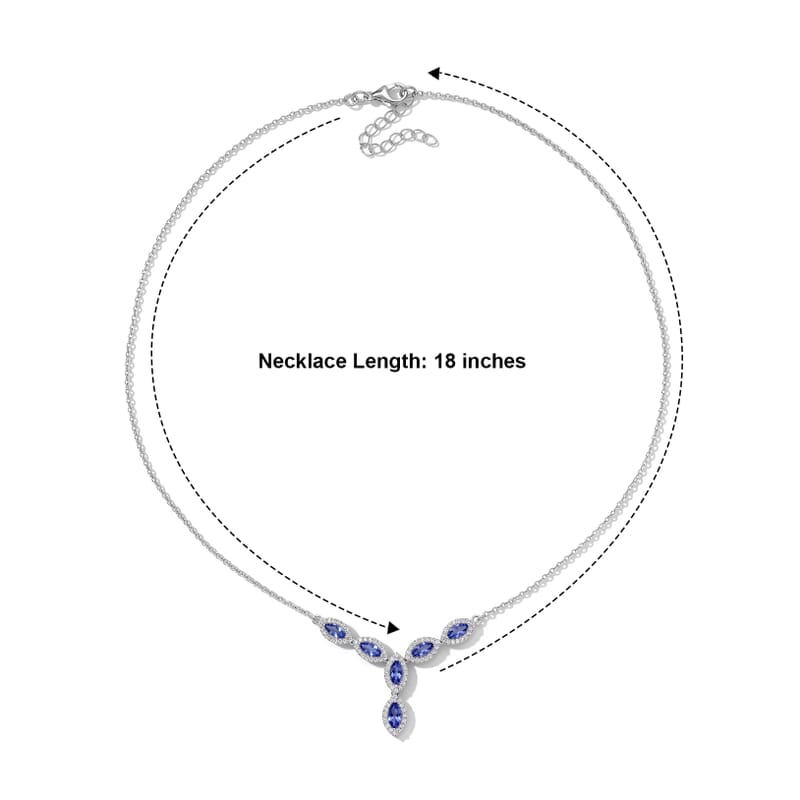 D'Joy Tanzanite and Moissanite 2.90 ctw Necklace in Rhodium Over Sterling Silver 18 Inches