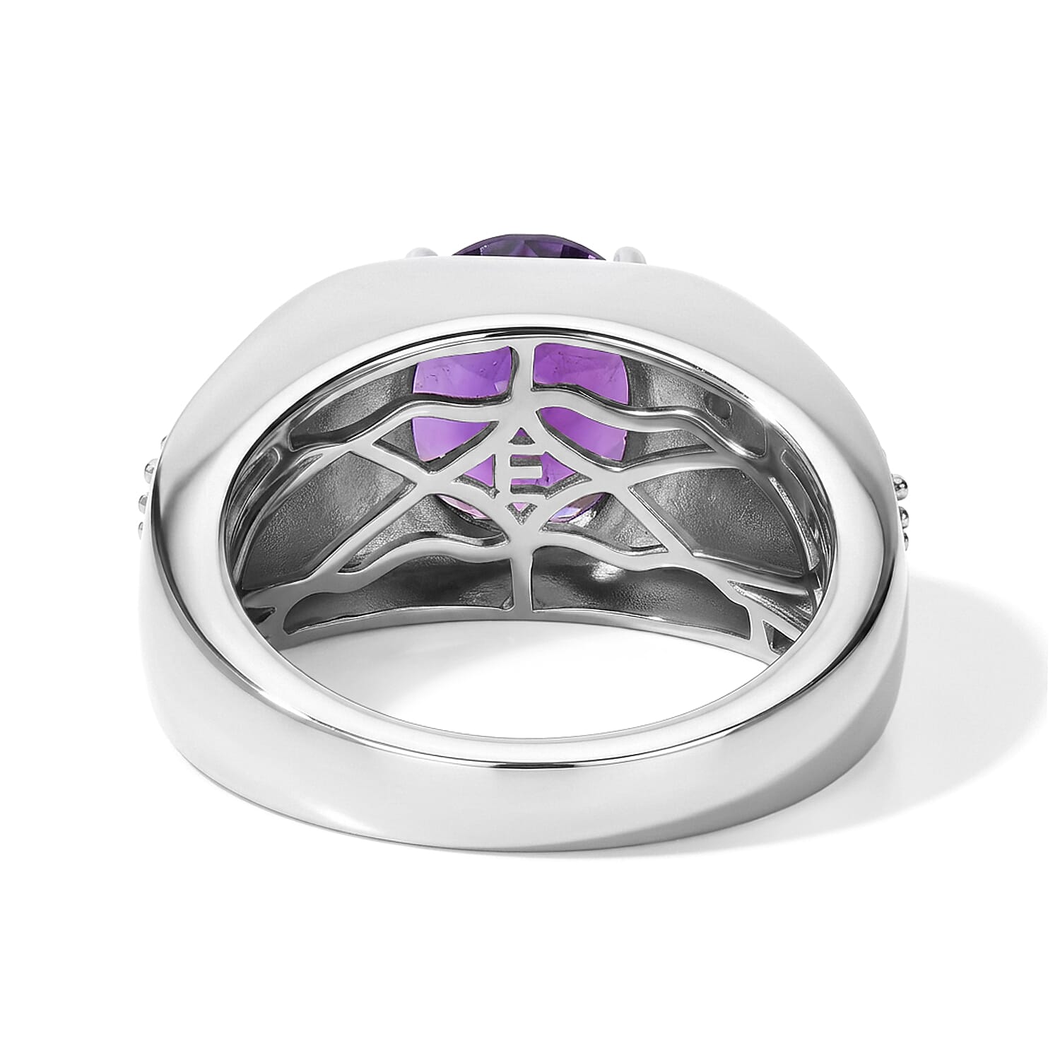 EverTrue African Amethyst and White Zircon 3.65 ctw Men's Ring in Platinum Bond (Size 10.0)