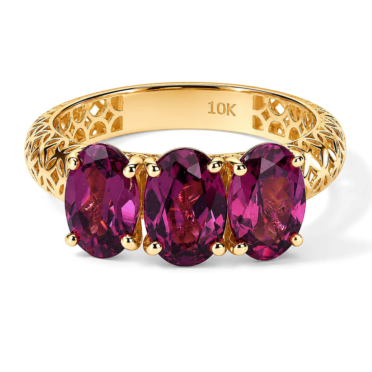 AAA Radiant Ember Garnet 3.00 ctw Ring in 10K Yellow Gold (Size 9.0)