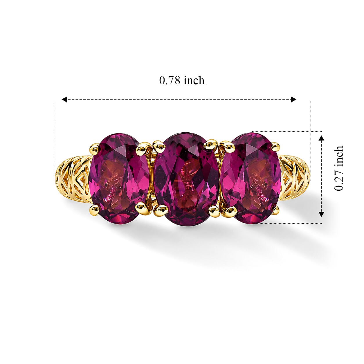 AAA Radiant Ember Garnet 3.00 ctw Ring in 10K Yellow Gold (Size 6.0)