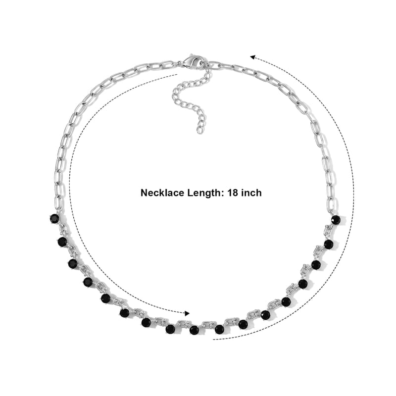 EverTrue Thai Black Spinel 4.35 ctw Station Necklace in Platinum Bond 18 Inches