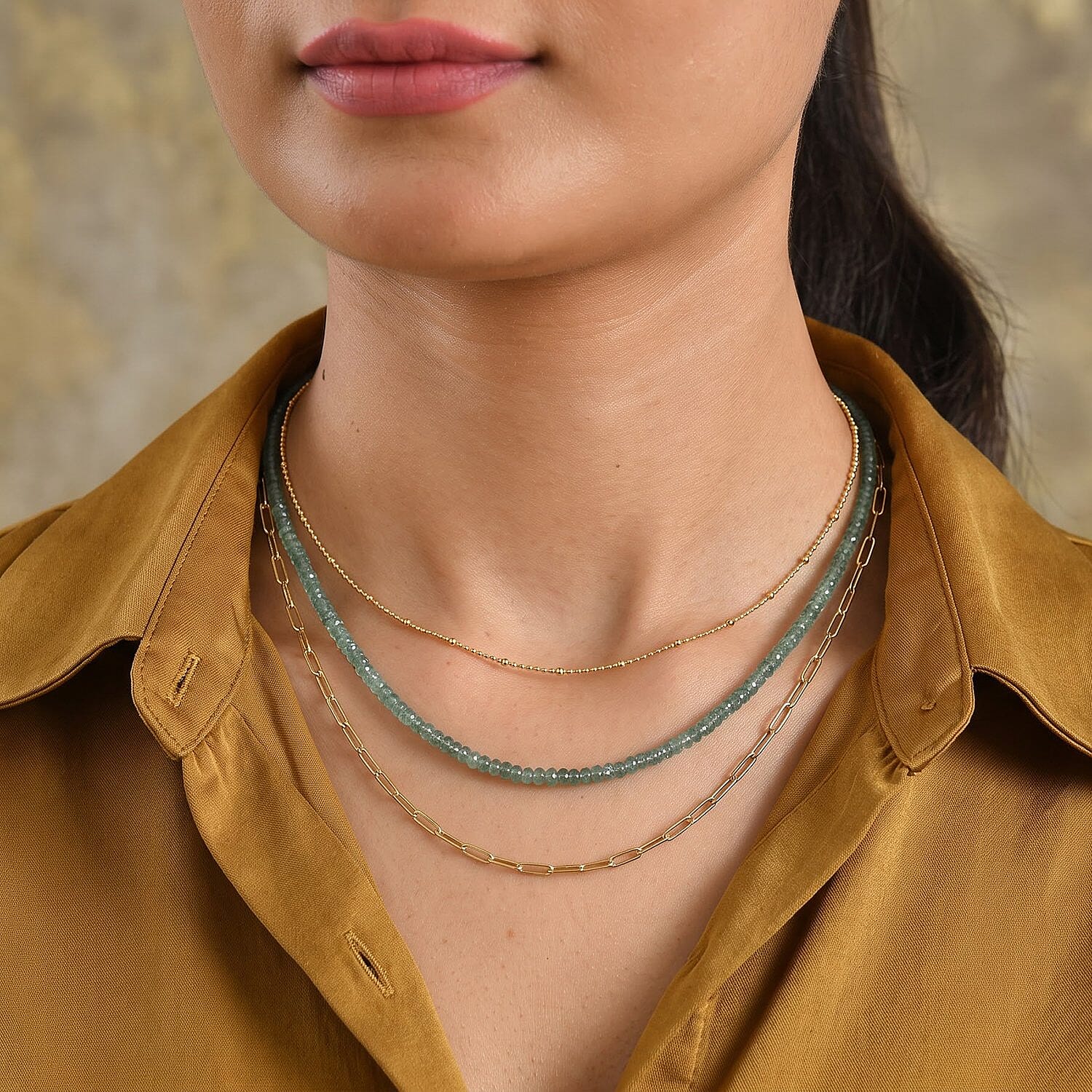 Luxoro AAA Lagoon Tourmaline 43.00 ctw Beaded Necklace in 14K Yellow Gold 18 Inches
