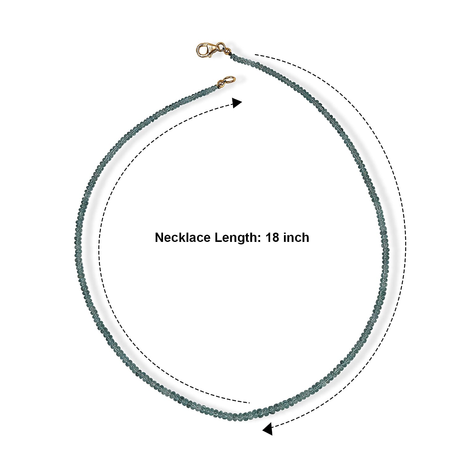 Luxoro AAA Lagoon Tourmaline 43.00 ctw Beaded Necklace in 14K Yellow Gold 18 Inches
