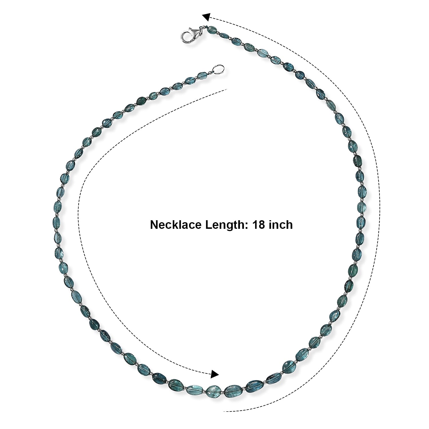 Luxoro AAA Pirineu Lagoon Tourmaline 32.00 ctw Oval Beaded Necklace in 10K White Gold 18 Inches