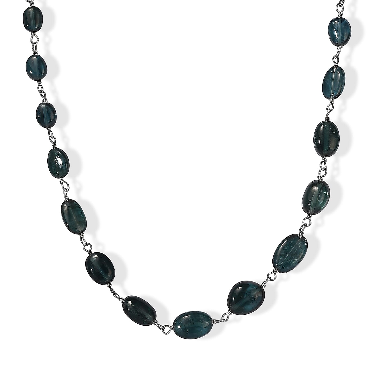 Rhapsody AAAA Monte Belo Indicolite 25.00 ctw Beaded Necklace in 950 Platinum (18-20 Inches)