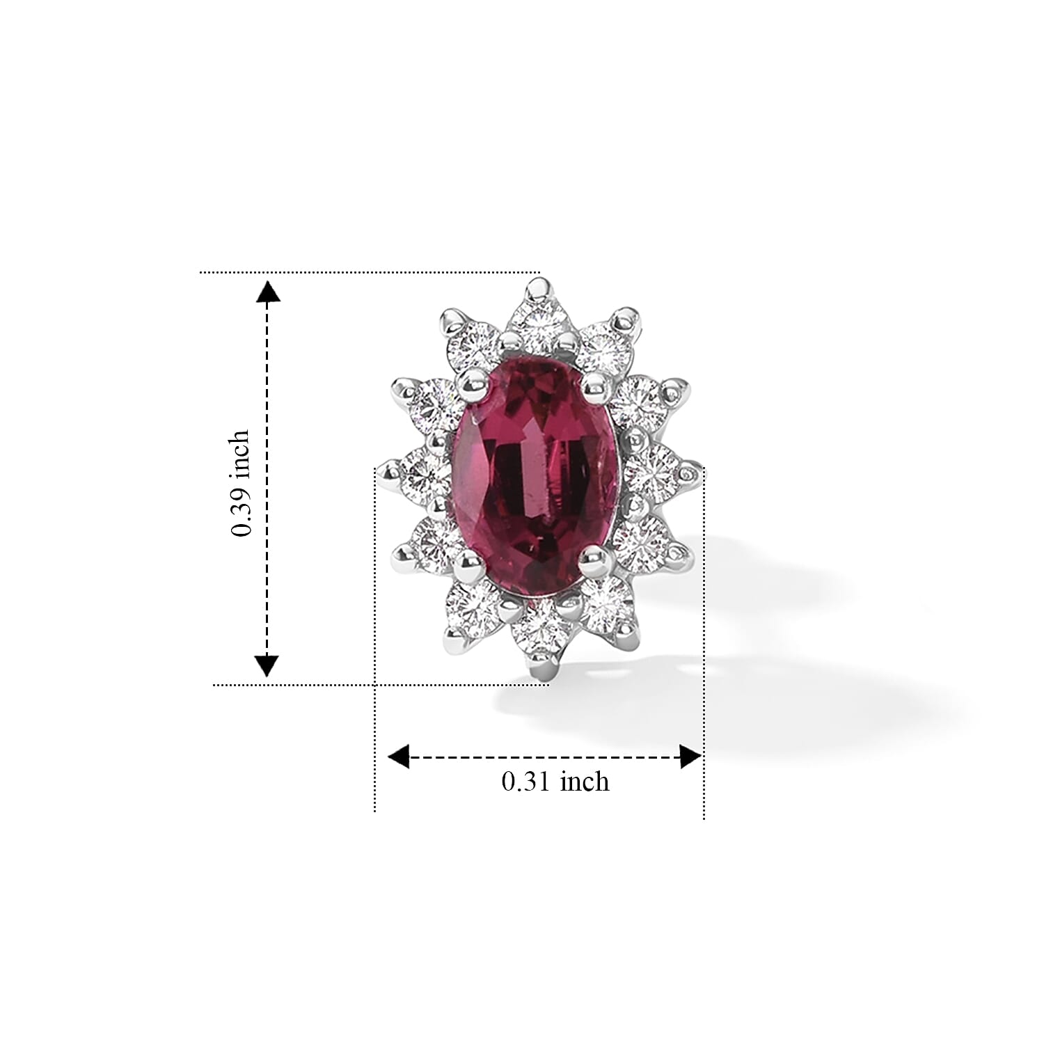 D'Joy Premium Ouro Fino Rubellite and Moissanite 1.20 ctw Earrings in Rhodium Over Sterling Silver