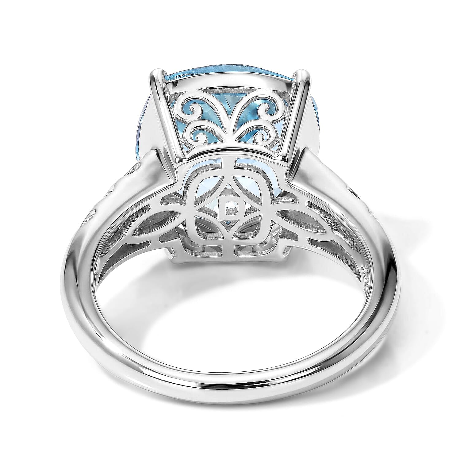 D'Joy Premium Skyblue Topaz, Multi Gemstone Ring in Rhodium Over Sterling Silver (Size 5.0) 8.90 ctw